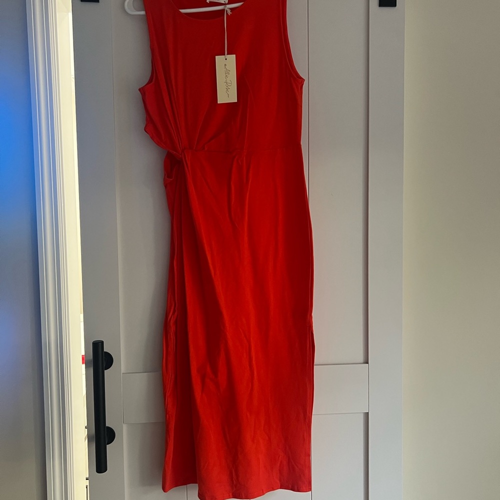 Elegant Orange Sleeveless Dress